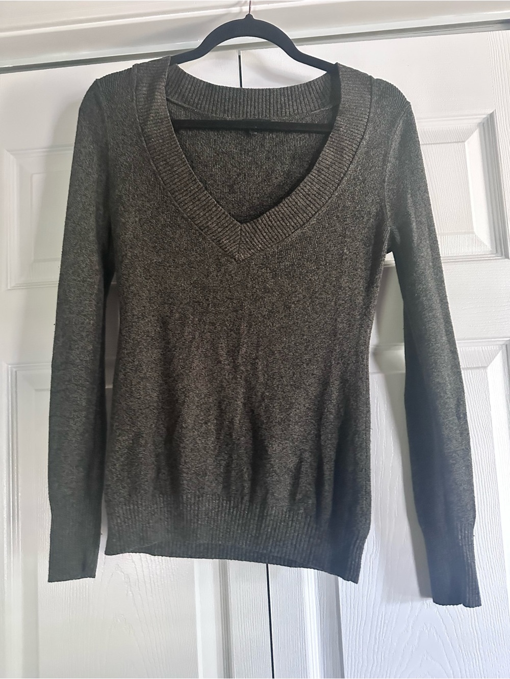 Express Olive Green V-Neck Sweater